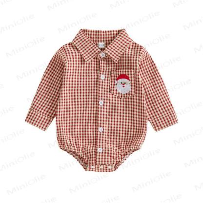 Baby Christmas Plaid Collared Long Sleeve Bodysuit - image 8