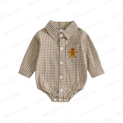 Baby Christmas Plaid Collared Long Sleeve Bodysuit - image 3