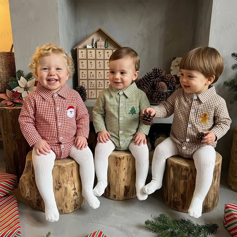 Baby Christmas Plaid Collared Long Sleeve Bodysuit - image 11