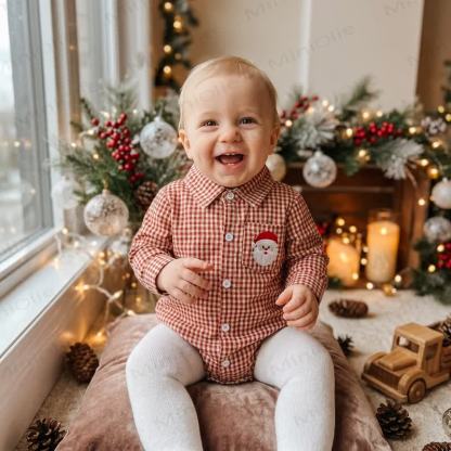 Baby Christmas Plaid Collared Long Sleeve Bodysuit - image 7