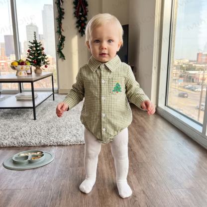Baby Christmas Plaid Collared Long Sleeve Bodysuit - image 10