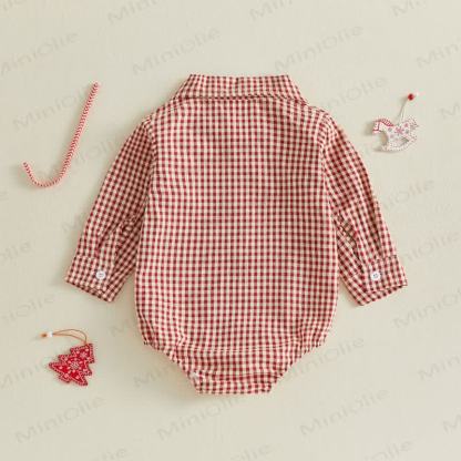 Baby Christmas Plaid Collared Long Sleeve Bodysuit - image 6