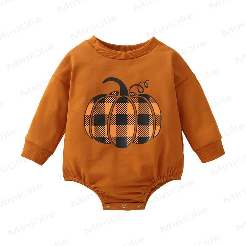 Baby Halloween Plaid Pumpkin Bodysuit - image 7