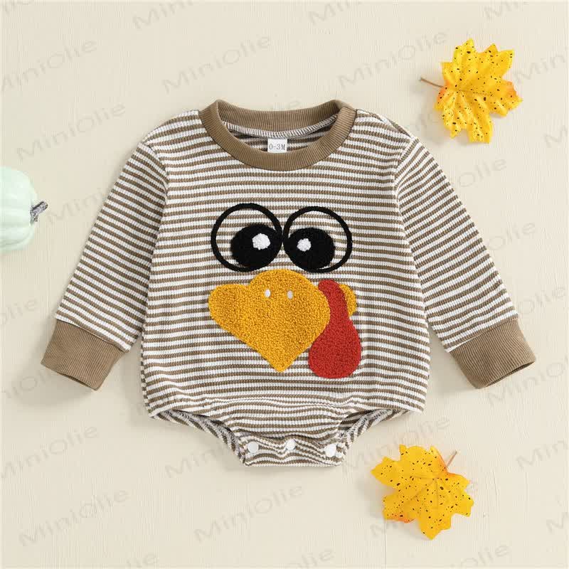 Baby Turkey Stripe Bodysuit - Brown - 12-18M - image 1
