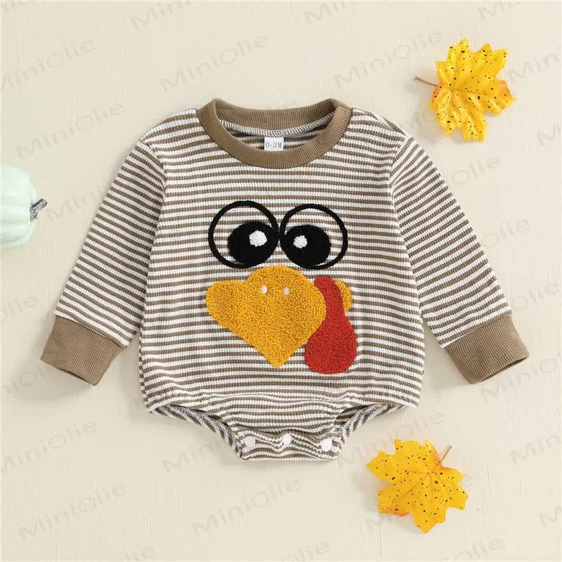 Baby Turkey Stripe Bodysuit - Brown - 12-18M - image 1