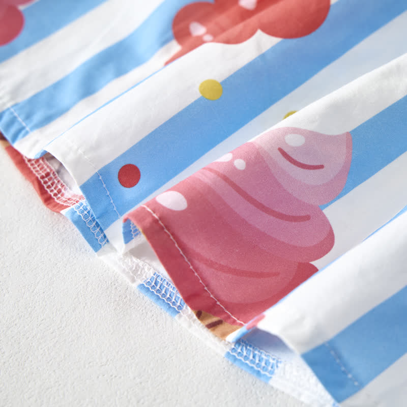 Baby Toddler Ice Cream White&Blue Striped Strap Top and Shorts 2-piece Set - image 4