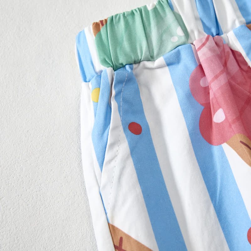 Baby Toddler Ice Cream White&Blue Striped Strap Top and Shorts 2-piece Set - image 5