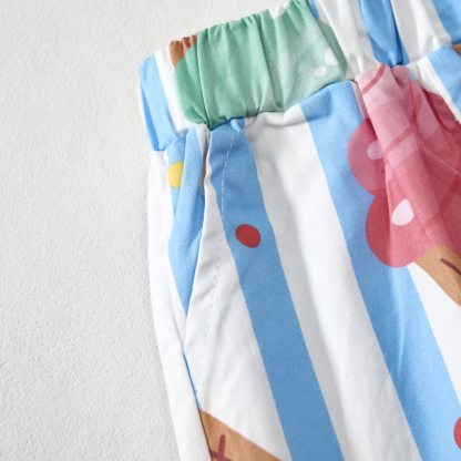 Baby Toddler Ice Cream White&Blue Striped Strap Top and Shorts 2-piece Set - image 5