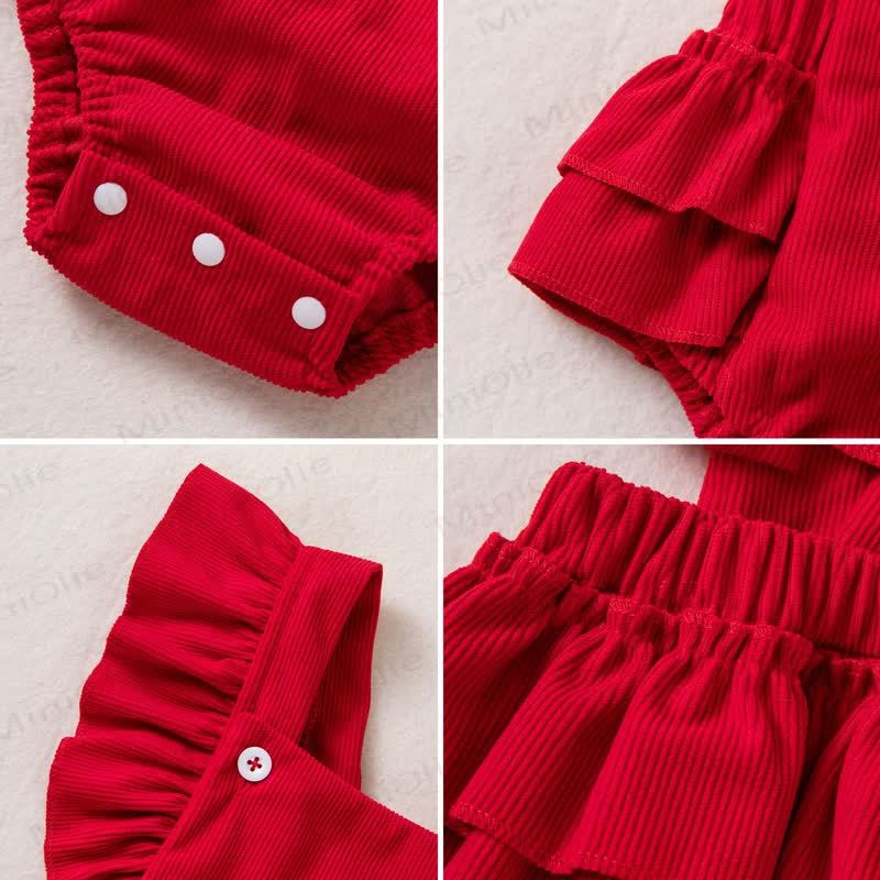 Baby Christmas Reindeer Ruffle Bodysuit with Headband - image 3