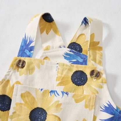Baby Toddler White Daisy Overalls - image 2