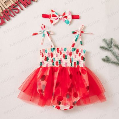 Baby Tulle Smocked Bodysuit with Headband - Red - 12-18M - image 1