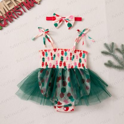 Baby Tulle Smocked Bodysuit with Headband - Green - 12-18M - image 4