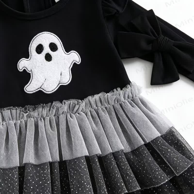 Baby Ghost Tulle Skirt Bodysuit with Headband - image 2