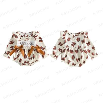 GAME DAY Baby Football Bow Bodysuit  - image 2