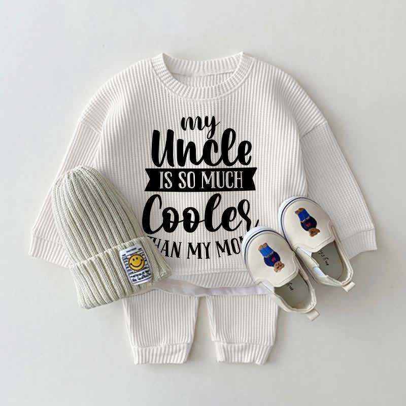 MY UNCLE IS SO MUCH COOLER THAN MY MOM Baby White Waffle 2-piece Set - White - 18-24M - image 1