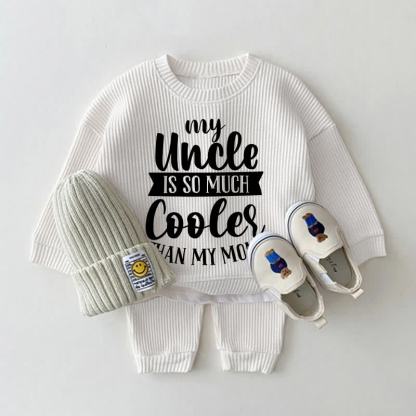 MY UNCLE IS SO MUCH COOLER THAN MY MOM Baby White Waffle 2-piece Set - White - 18-24M - image 1