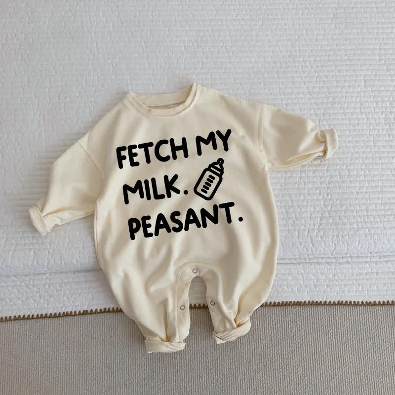 FETCH MY MILK. PEASANT. Baby Toddler Beige Romper - Beige - 2-3T - image 1