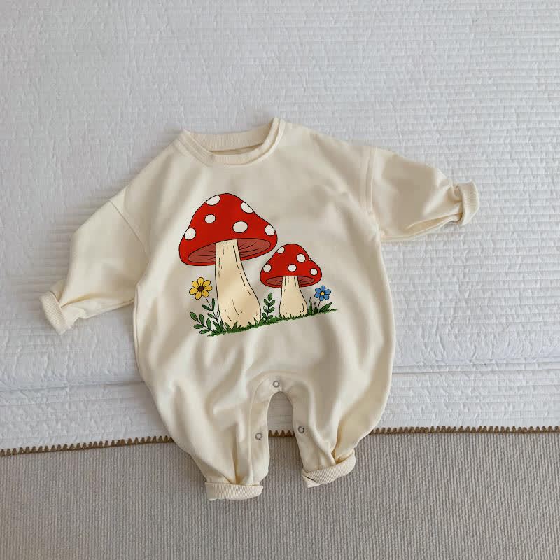 Baby Toddler Two Mushrooms Beige Romper - Beige - 2-3T - image 1