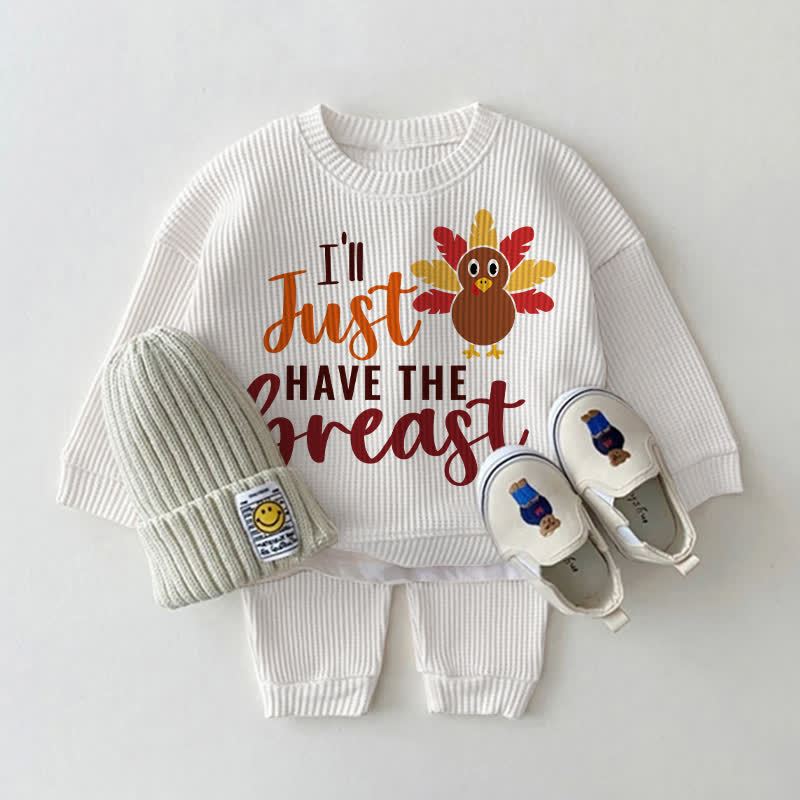 I'LL JUST HAVE THE BREAST Baby Chick White Waffle 2-piece Set - White - 18-24M - image 1