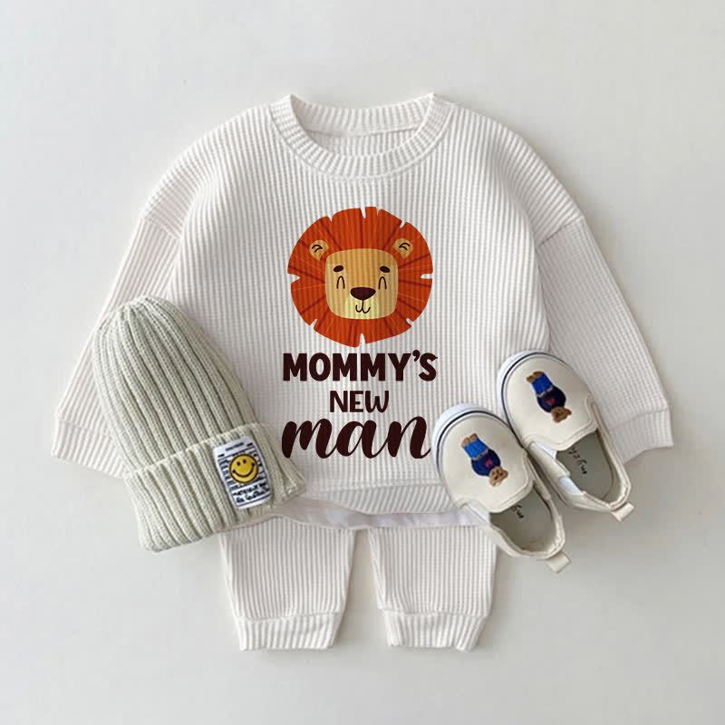 MOMMY'S NEW MAN Baby Lion White Waffle 2-piece Set - White - 18-24M - image 1