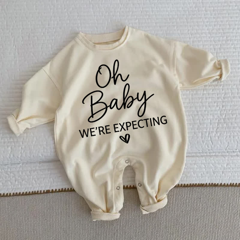 OH BABY WE'RE EXPECTING Baby Toddler Beige Romper - Beige - 2-3T - image 1