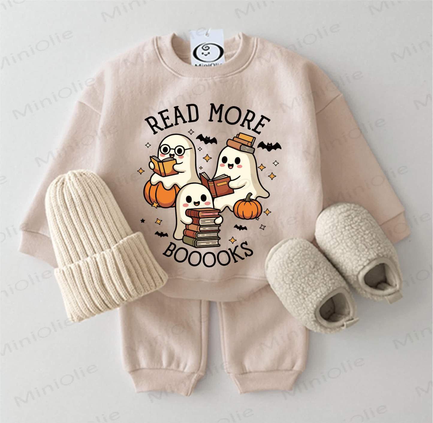 READ MORE BOOOOKS Baby Sweatshirt 2-piece Set - Beige - 2-3T - image 1