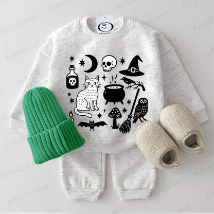 Baby Halloween Print 2-piece Light Grey Set - Light Grey - 2-3T - image 1