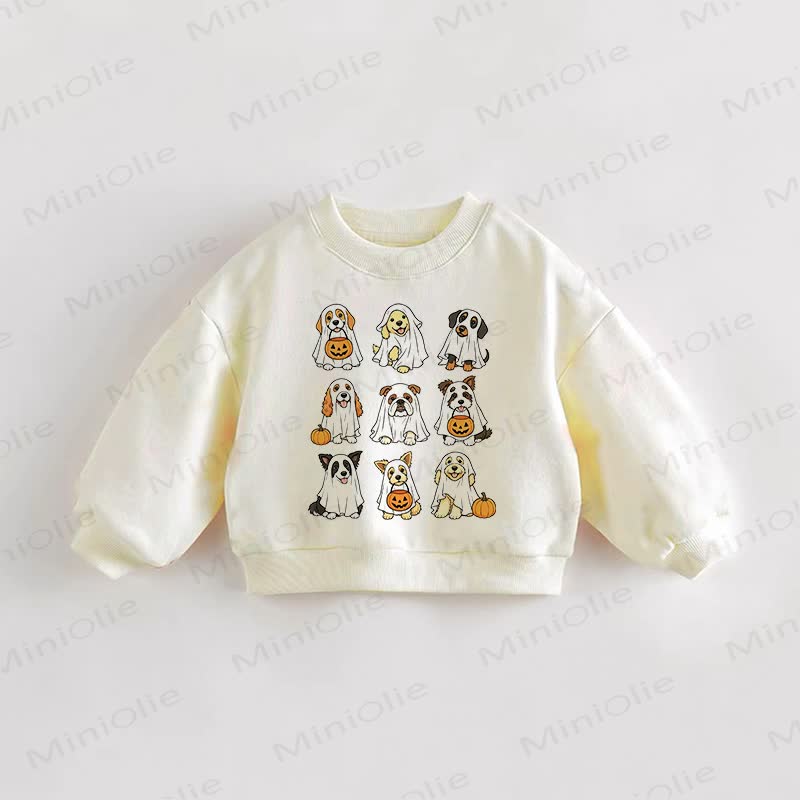 Baby Toddler Halloween Puppy Cream Sweatshirt - Cream - 3-5T - image 1