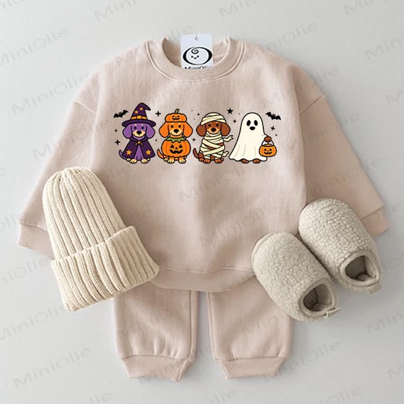 Baby Halloween Puppy Beige Sweatshirt 2-piece Set - Beige - 2-3T - image 1