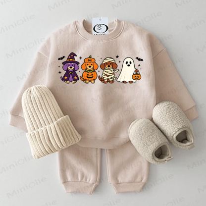 Baby Halloween Puppy Beige Sweatshirt 2-piece Set - Beige - 2-3T - image 1