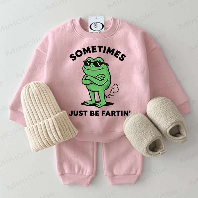 SOMETIMES JUST BE FARTIN' Baby Sweatshirt 2-piece Pink Set - Pink - 2-3T - image 1