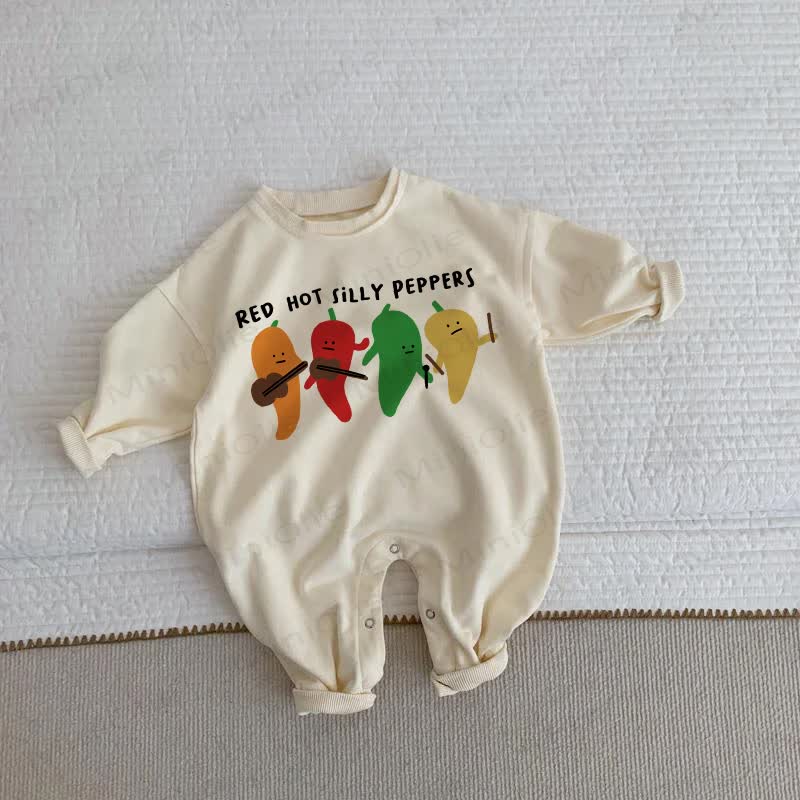 RED HOT SILLY PEPPERS Baby Toddler Beige Romper - Beige - 2-3T - image 1