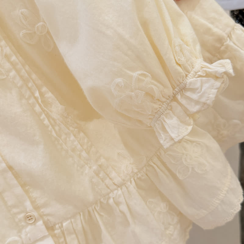 Toddler Kid Girl Floral Beige Dress - image 3