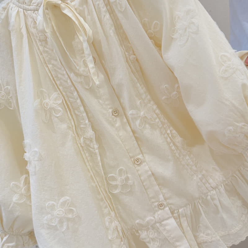 Toddler Kid Girl Floral Beige Dress - image 4