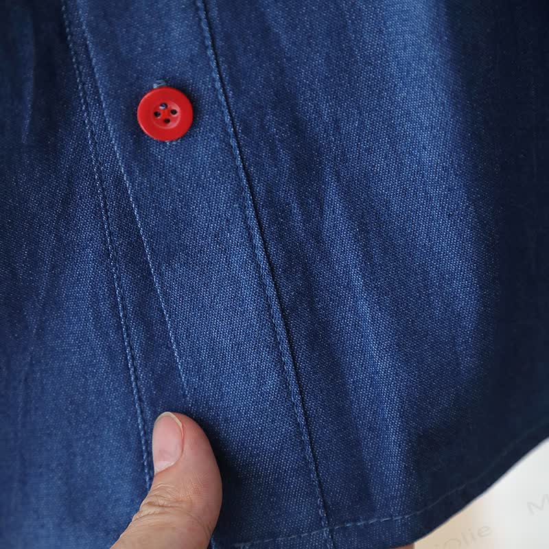 Toddler Girl Floral Embroidered Denim Shirt Dress - image 9