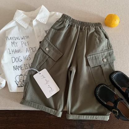 Toddler Baby Casual Slanted Pocket Cargo Pants - Green - 6-7T - image 2