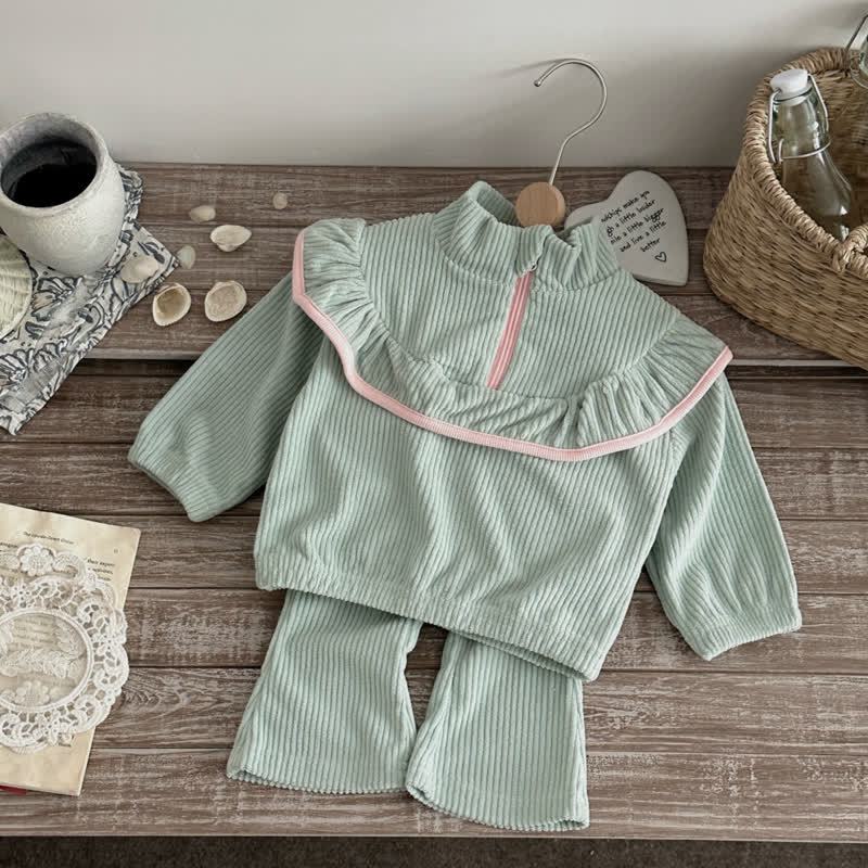 Baby Toddler Green Corduroy  Sweatshirt and Pants Set - image 1