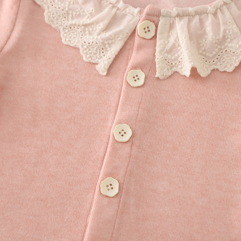 Toddler Baby Girls Mushroom Ruffle Collar Cardigan and Denim Pants 3-piece Set - image 6