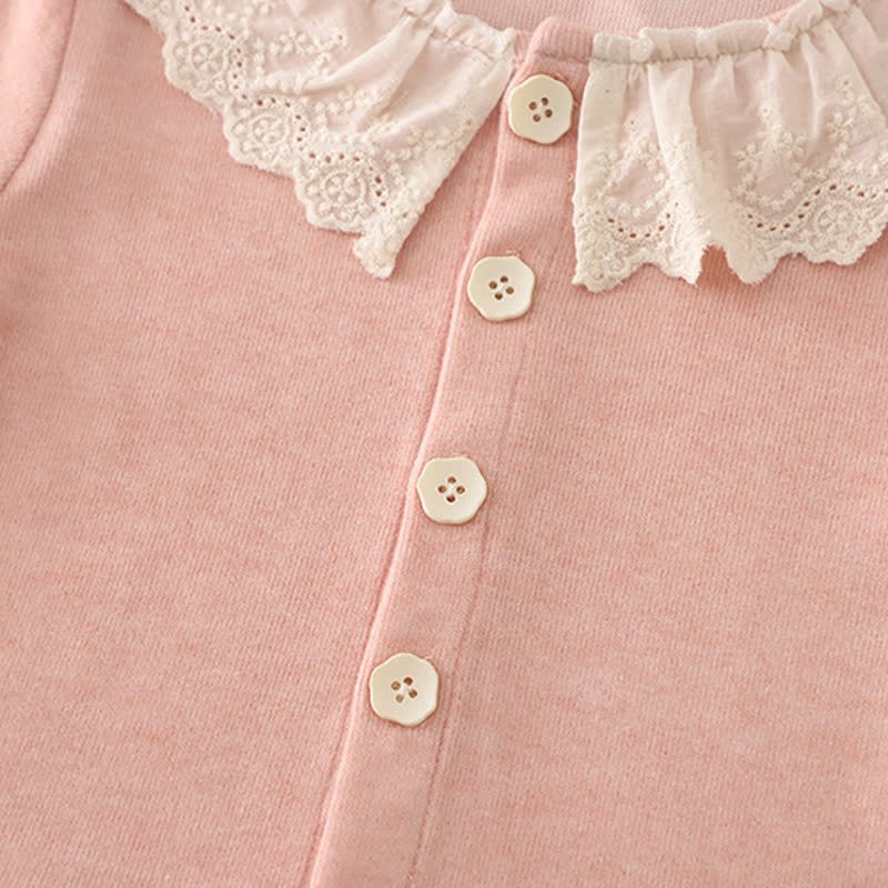 Toddler Baby Girls Mushroom Ruffle Collar Cardigan and Denim Pants 3-piece Set - image 6