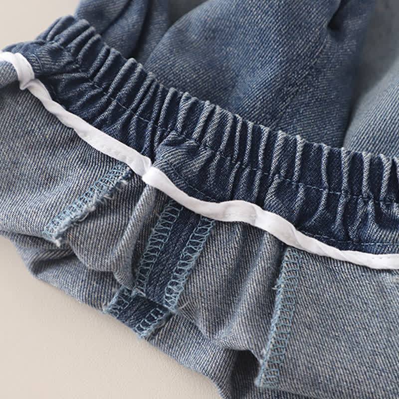 Toddler Baby Girls Mushroom Ruffle Collar Cardigan and Denim Pants 3-piece Set - image 14