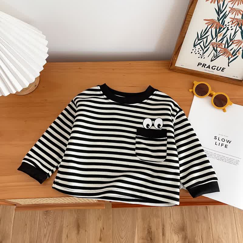 Toddler Black Striped Eye Pocket Lounge Set - image 4