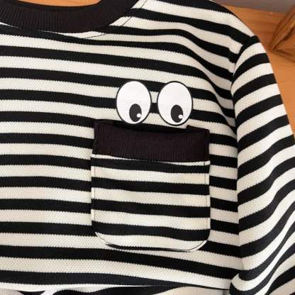 Toddler Black Striped Eye Pocket Lounge Set - image 5