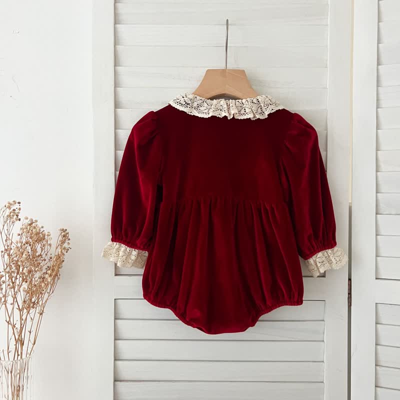 Baby Toddler Velvet Lace Collar Sister Outfits Dress & Bodysuit - image 9