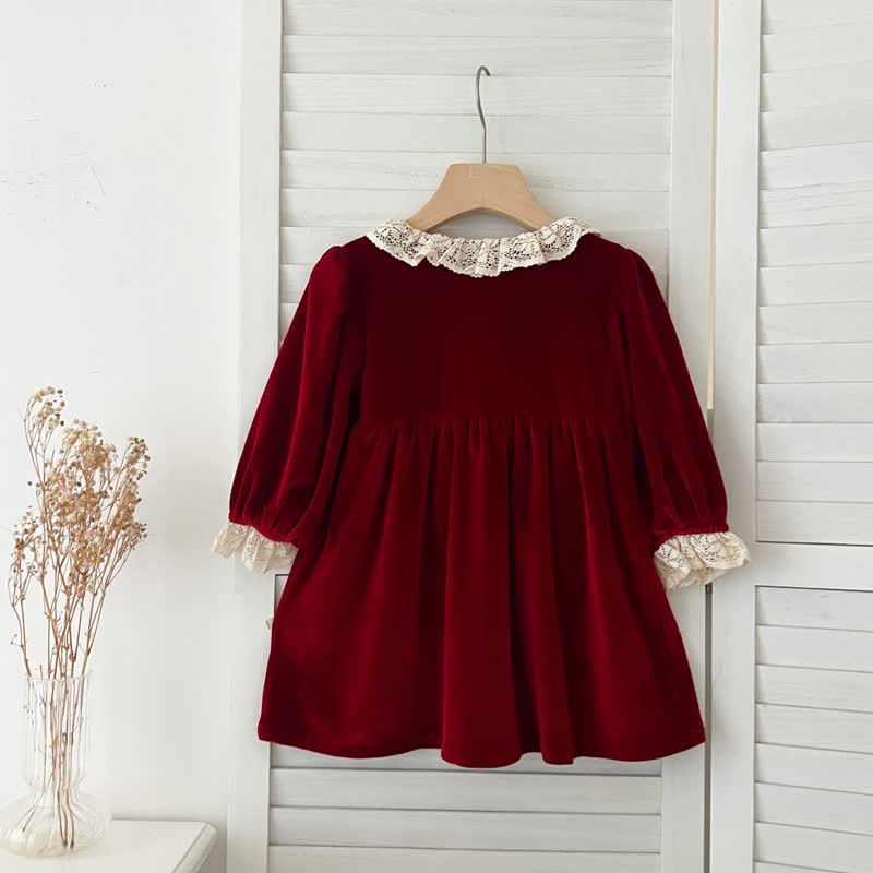 Baby Toddler Velvet Lace Collar Sister Outfits Dress & Bodysuit - image 6