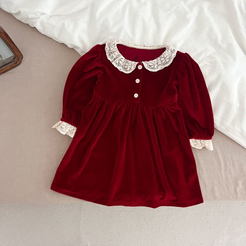 Baby Toddler Velvet Lace Collar Sister Outfits Dress & Bodysuit - image 7