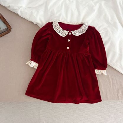 Baby Toddler Velvet Lace Collar Sister Outfits Dress & Bodysuit - image 7