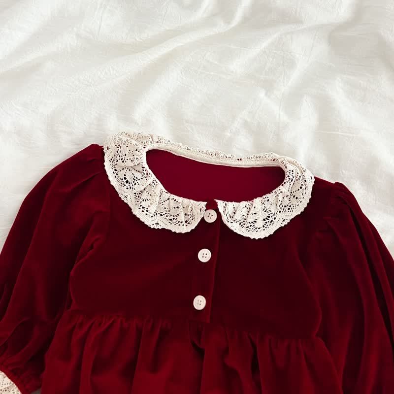 Baby Toddler Velvet Lace Collar Sister Outfits Dress & Bodysuit - image 11