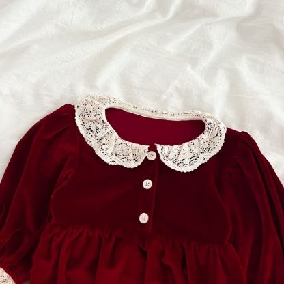 Baby Toddler Velvet Lace Collar Sister Outfits Dress & Bodysuit - image 11