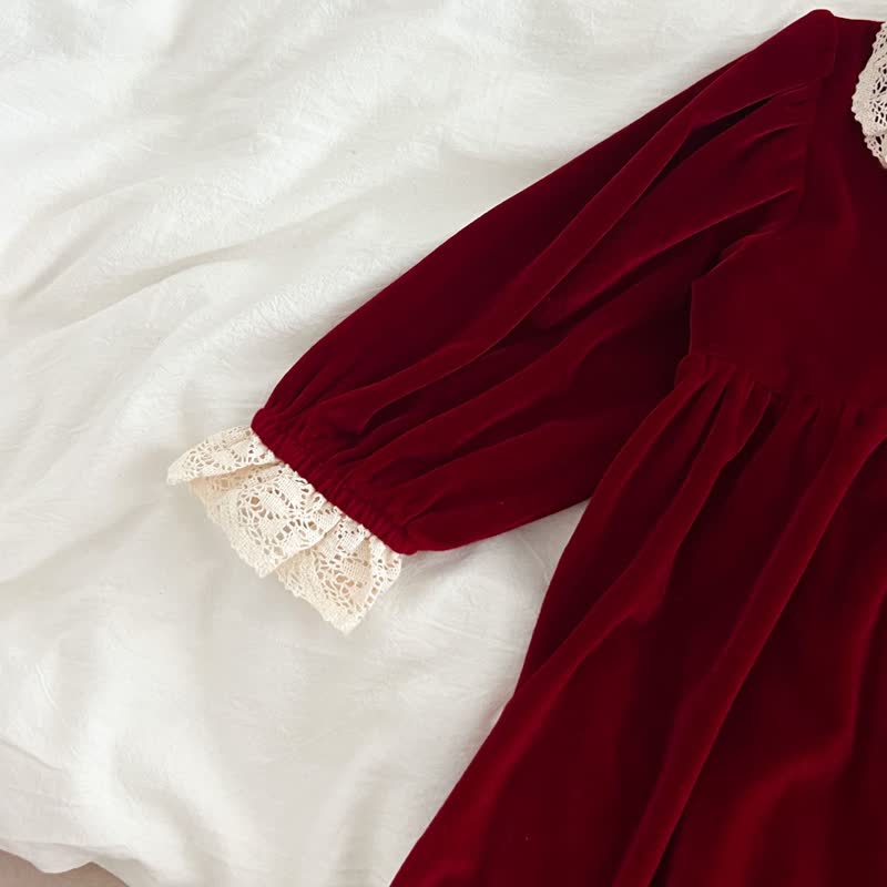 Baby Toddler Velvet Lace Collar Sister Outfits Dress & Bodysuit - image 12