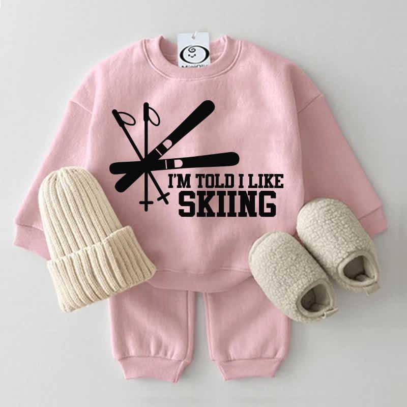 I'M TOLD I LIKE SKIING Baby Sweatsuit 2-piece Set - Pink - 2-3T - image 2